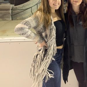 knit sweater with fringe